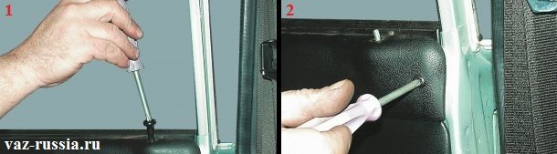 Выворачивание кнопки которая блокирует двери и отворачивание винта который крепит в передней части подоконную накладку
