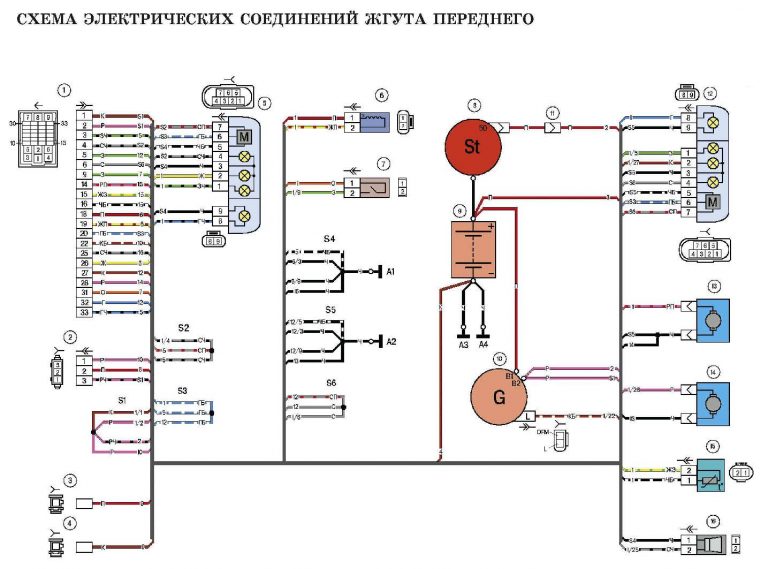 Схема проводки калина 1