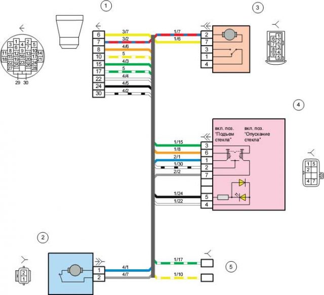 Схема подключения стеклоподъемников лада гранта